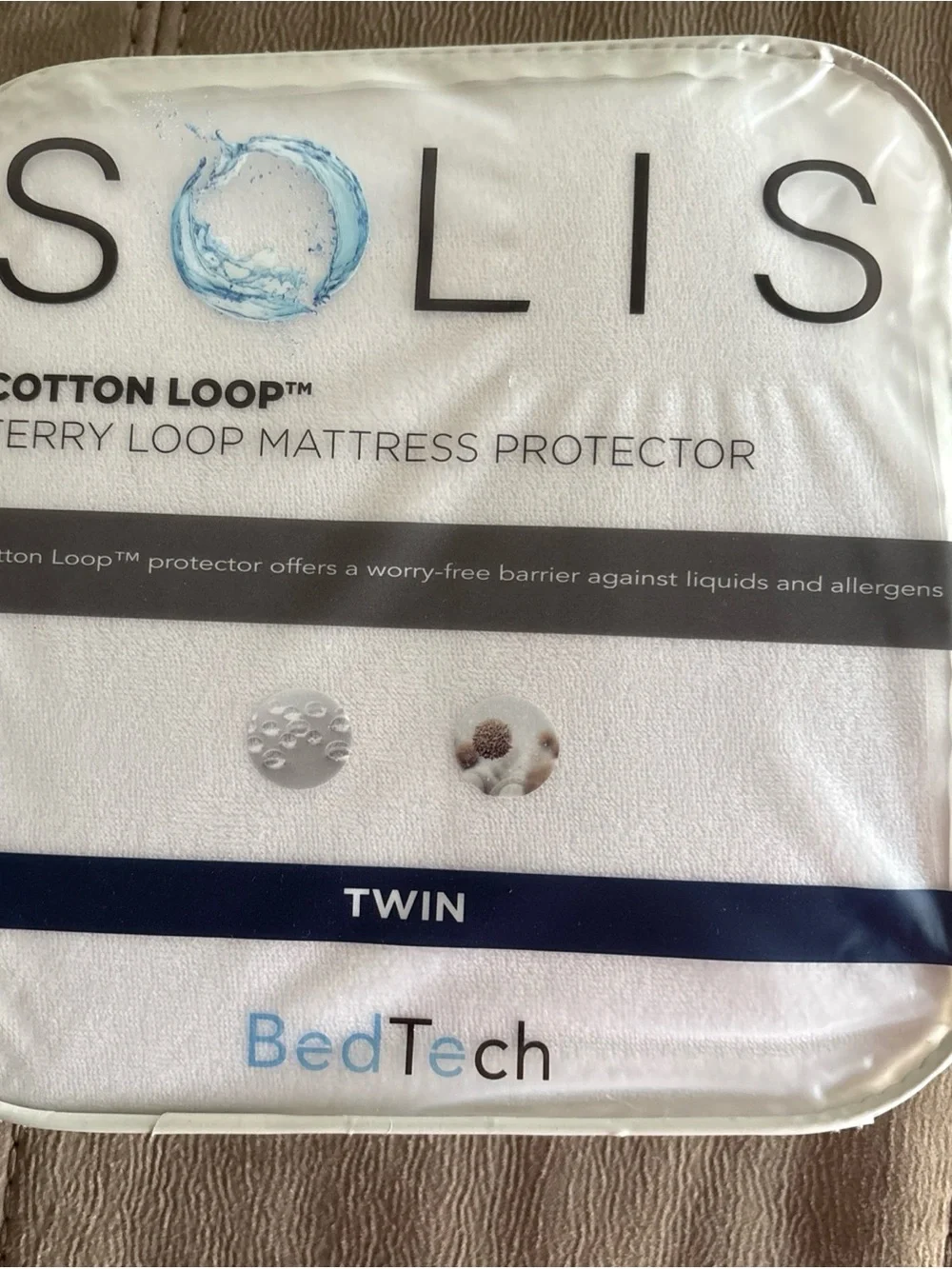 NWT Cotton Loop Terry Loop Twin Mattress Protector - White